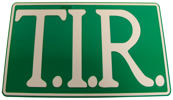 T.I.R. bord 40x25cm - Groen met witte opdruk