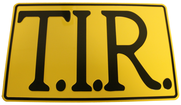 T.I.R. bord 40x25cm - Geel met zwarte opdruk