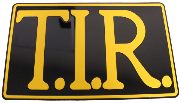 T.I.R. bord 40x25cm - Zwart met gele opdruk