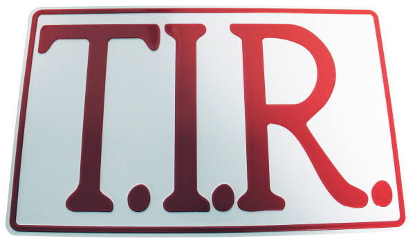 T.I.R. bord 40x25cm - Wit met rode opdruk