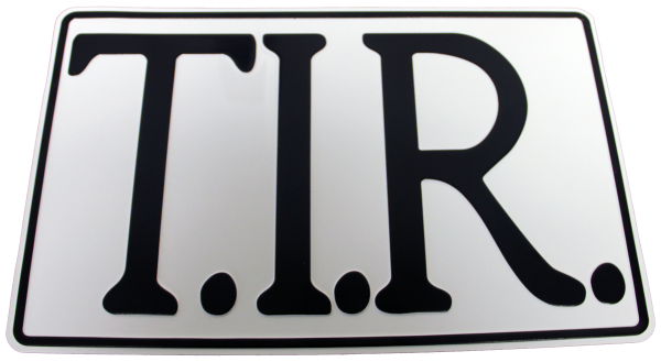 T.I.R. bord 40x25cm - Wit met zwarte opdruk