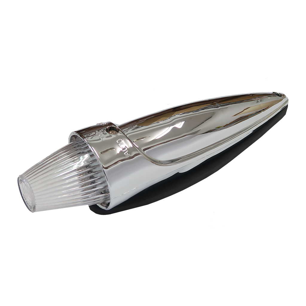 Chrome Torpedo Roof Marker Light - White with Clear Glass