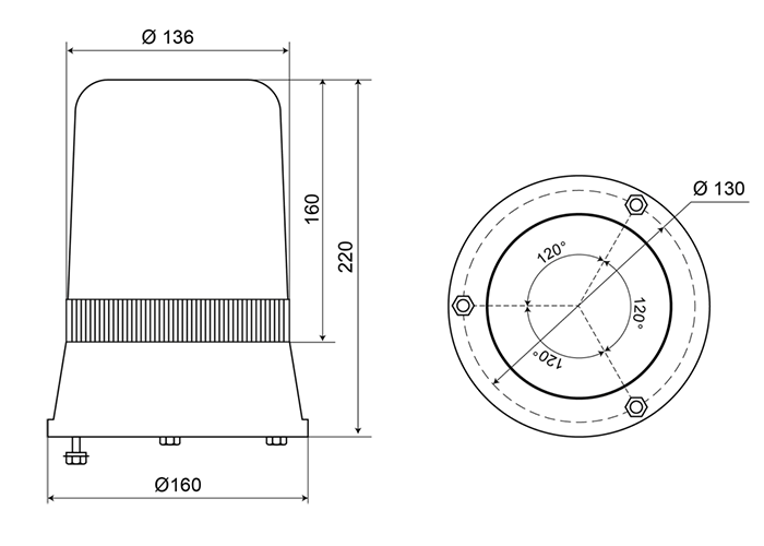 AEB "595" 24V rotating beacon - Blue lens