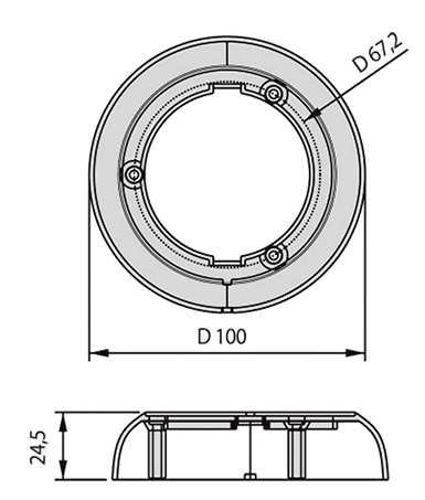 Base plate for LED interior lamp slide. 55 mm