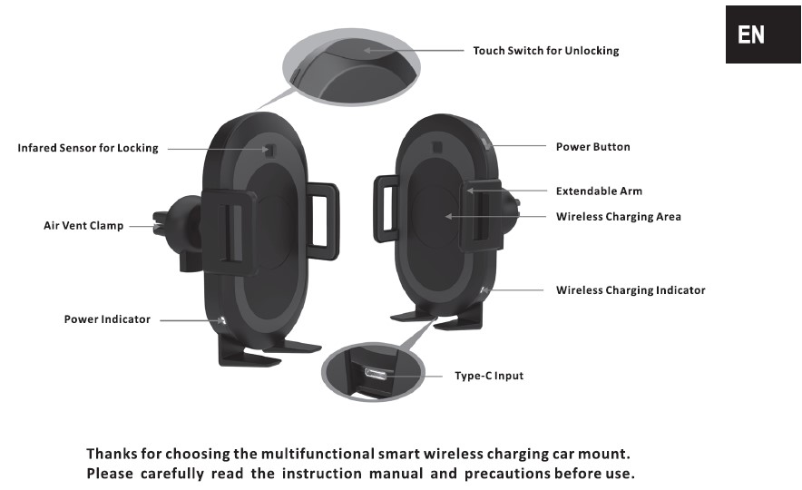 Wireless QI Phone Charger "Power Cradle" Volvo