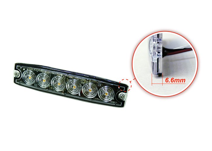 6-LED Ultra Thin Strobe red 12V/24V