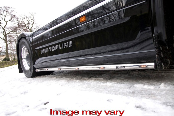 Aluminium SideBars Scania R2 wb.3,70m met lage sideskirts (uitlaat links zijkant voor)