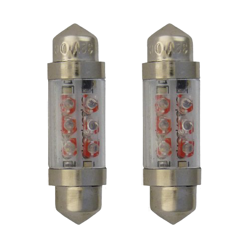 SET (2) SV8.5 BUISLAMPJES LED KORT(36MM)  - ROOD