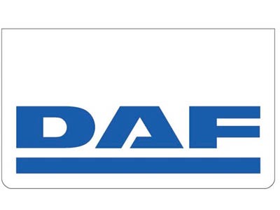 Mudflap for DAF | White with Blue print | 60x35cm