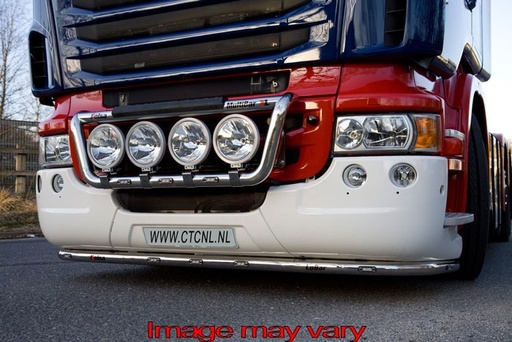 [82SLS09/W] LoBar St. Steel - Scania R2 Serie High Bumper - 5 White & 2 Amber LED