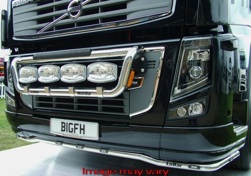 [82VLS06/W] LoBar Edelstahl mit 5 weißen & 2 gelben LEDs - Volvo FM / FH 2002+ mit Spoiler 