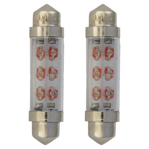 [593537904] SET (2) SV8.5 BUISLAMPJES LED LANG(42MM)  - ROOD