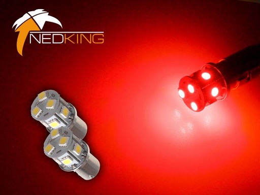 [4635015RO] BA15s 9 SMD LED's (2 Pc's) - Red