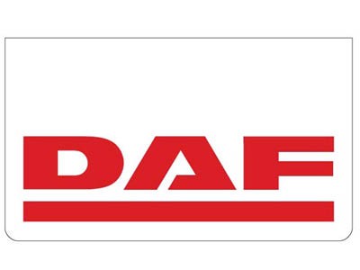 [46500516] Mudflap for DAF | White with Red print | 60x35cm